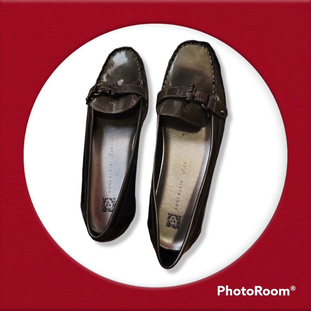 🥿NIB New with Tags Anne Kline Patent Leather (Pleather) Taupe Loafers Size 8.5